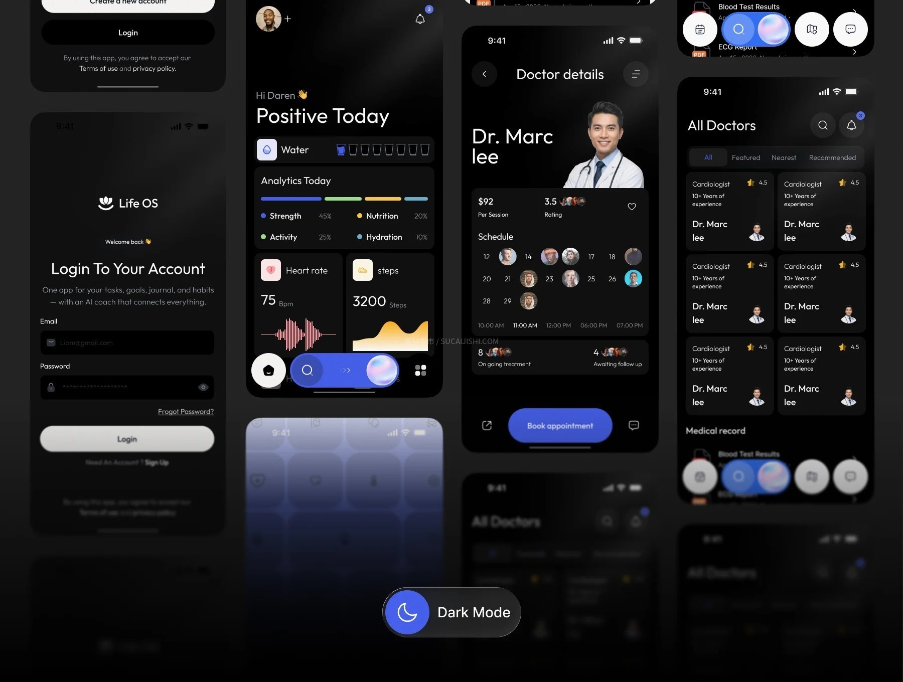 Life OS 全面健康与医疗保健 APP UI 套件